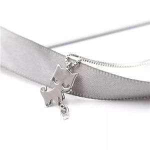 New Sterling Silver 925 Cat & Fish adjustable Necklace